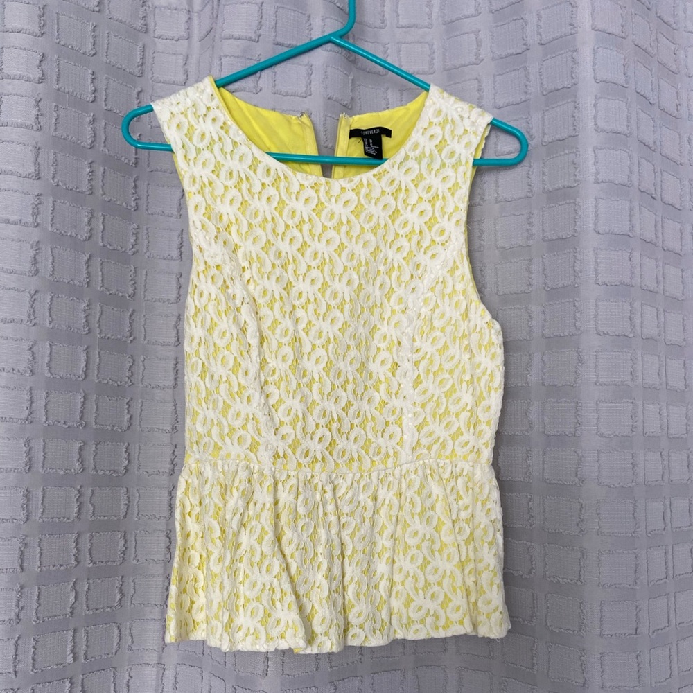 Forever 21 yellow lace peplum